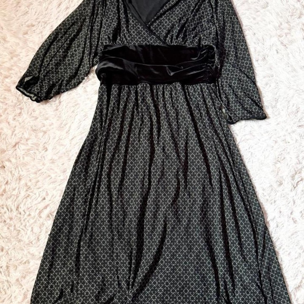 VTG 90s Dark Grunge Emo Whimsygoth Sharkbite Slinky Velvet Belt Dress Womens L